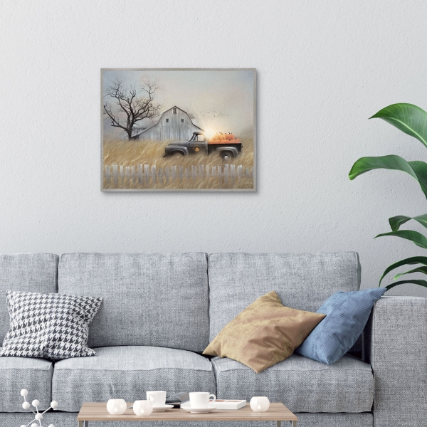 Pumpkin Harvest Framed Fall Canvas Art Print