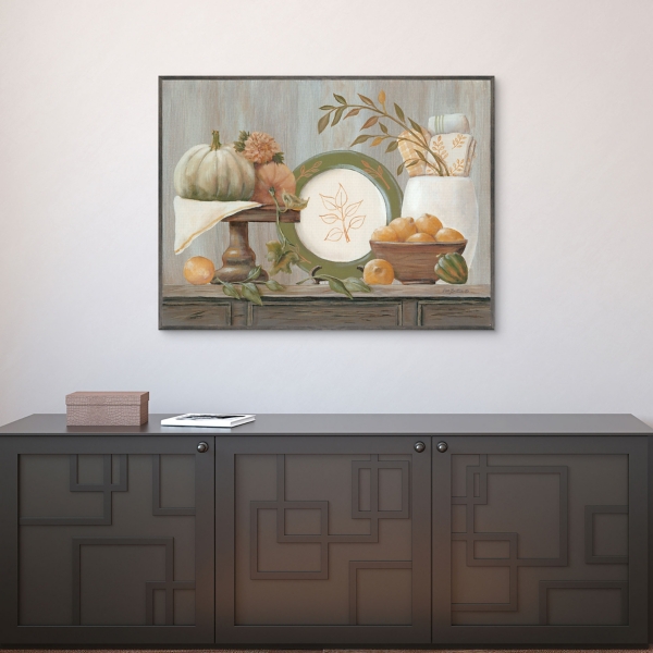 Fall Kitchen Scene Framed Canvas Art Print