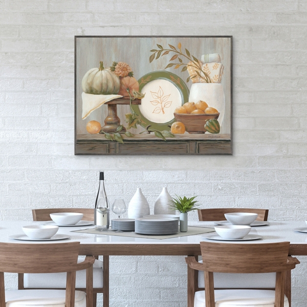 Fall Kitchen Scene Framed Canvas Art Print