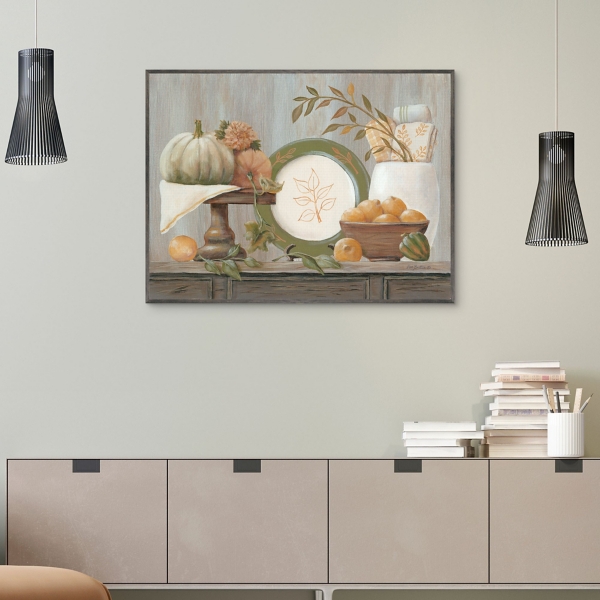 Fall Kitchen Scene Framed Canvas Art Print