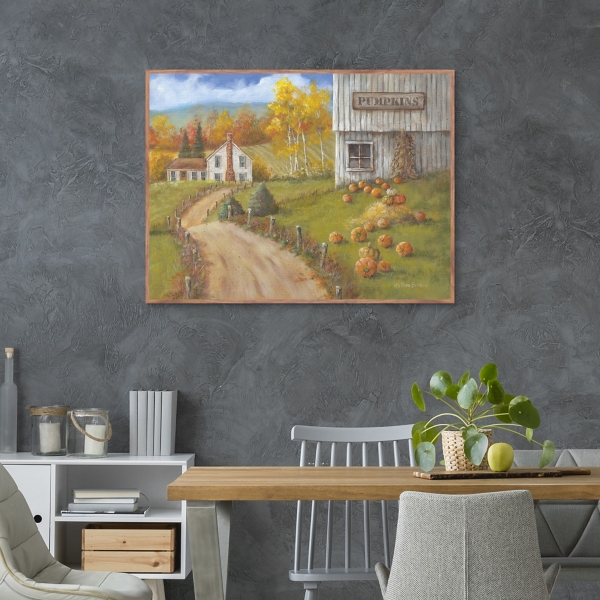 Pumpkin Farm Framed Canvas Art Print