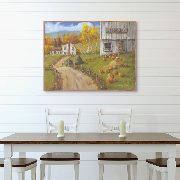 Pumpkin Farm Framed Canvas Art Print