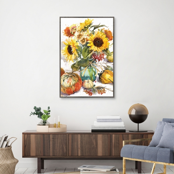 Sunflower Mason Jar Framed Canvas Art Print