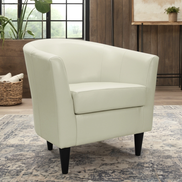 Ivory Leatherette Windsor Accent Chair