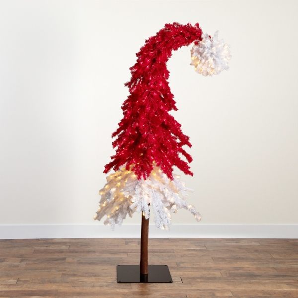 9 ft. Pre-Lit Red & White Santa Hat Christmas Tree