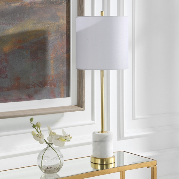 Marble and Gold Turret Buffet Lamp