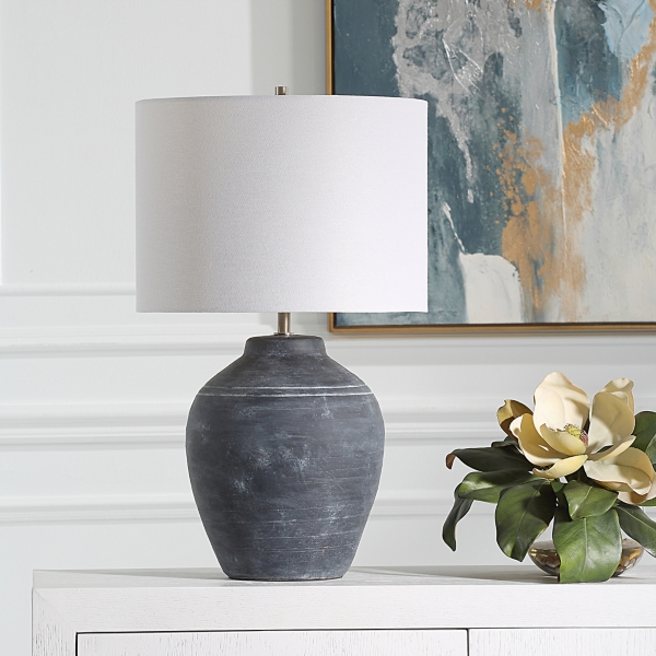 Weathered Black Ceramic Rhys Table Lamp