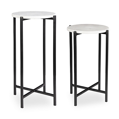 Black Angular Marble Accent Table