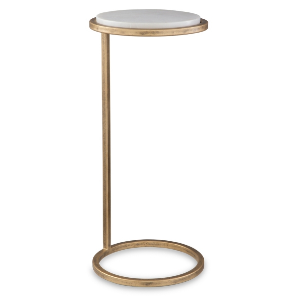 Round Aged Gold and Marble Accent Table Kirklands Home