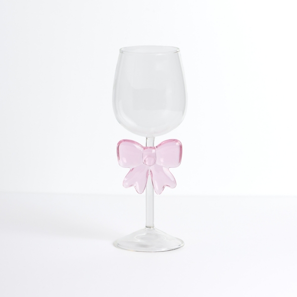 Pink Bow Wine Glass