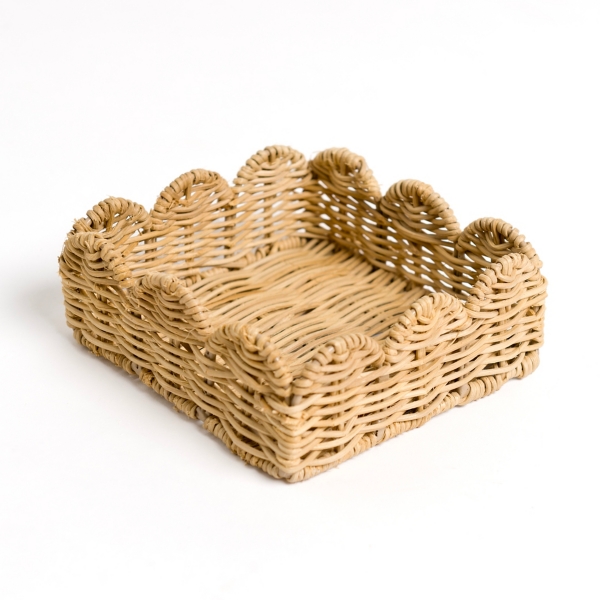 Scalloped Rattan Square Napkin Holder | Kirklands Home