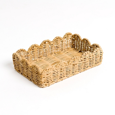 Scalloped Rattan Square Napkin Holder