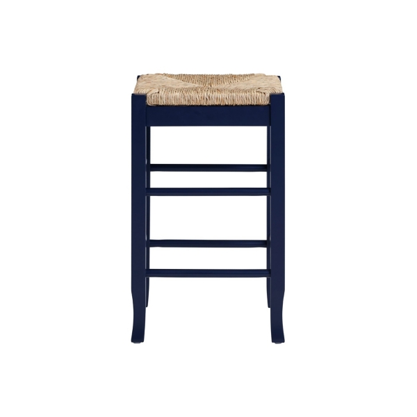 Navy Handwoven Square Wooden Counter Stool