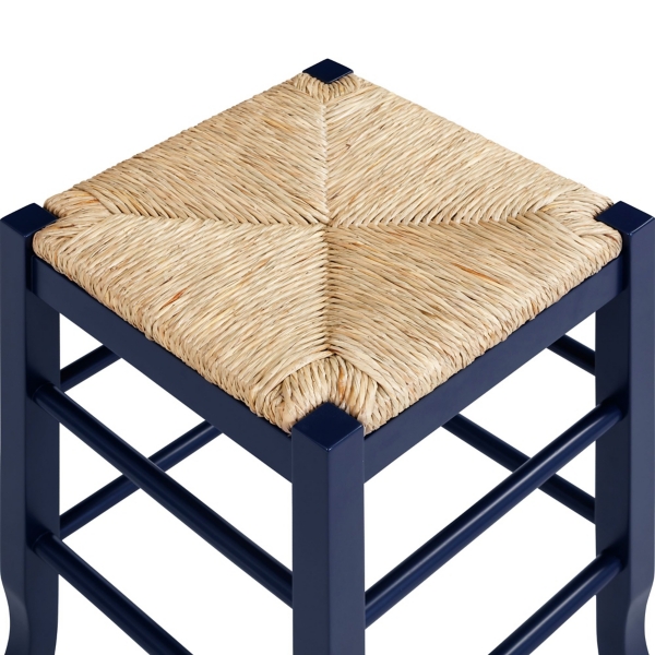 Navy Handwoven Square Wooden Counter Stool