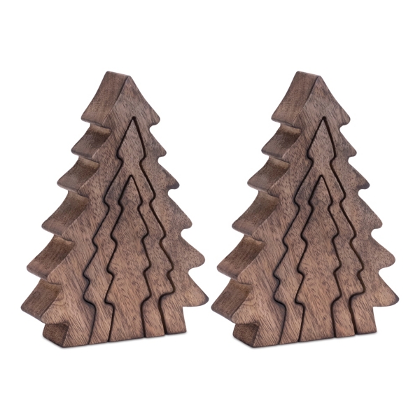 Nesting Pine Tree Figurines, Set of 3