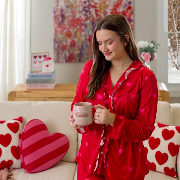 Valentine Ruffle Heart Medium Pajama Set