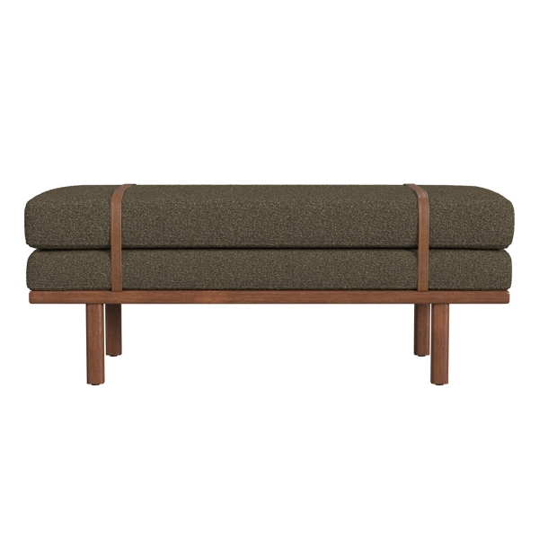 Brown Boucle Brown Faux Leather Bench