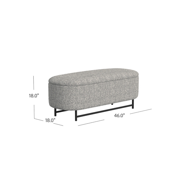 Gray Boucle Metal Storage Bench