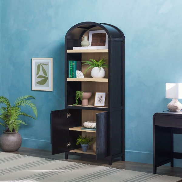 Black Arched Modern Chantelle Bookcase