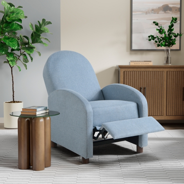 Light Blue Rounded Push Back Recliner