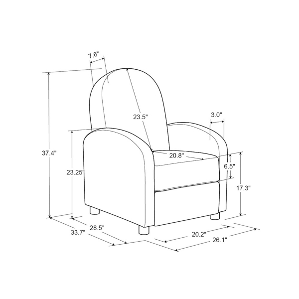 Light Blue Rounded Push Back Recliner