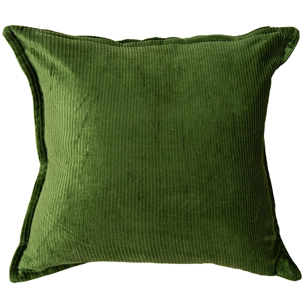 Green Velvet Corduroy Flange Throw Pillow