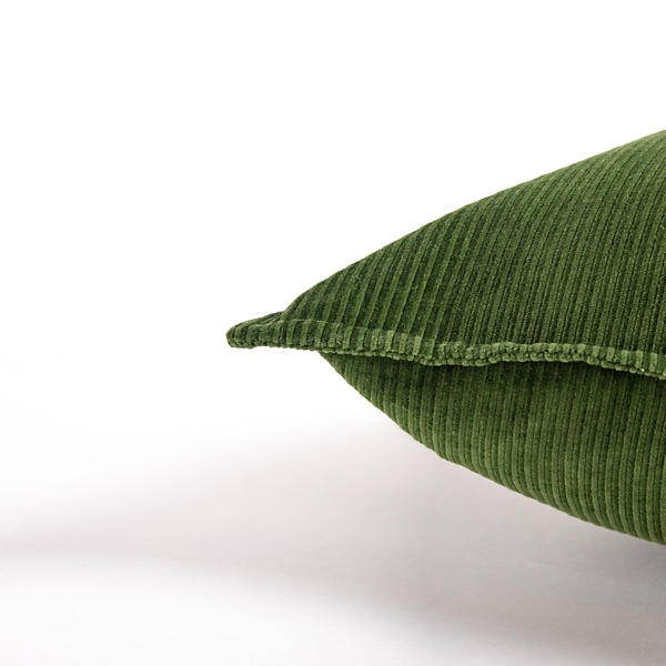 Green Velvet Corduroy Flange Throw Pillow