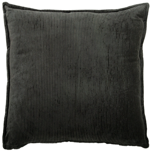 Charcoal Velvet Corduroy Flange Throw Pillow