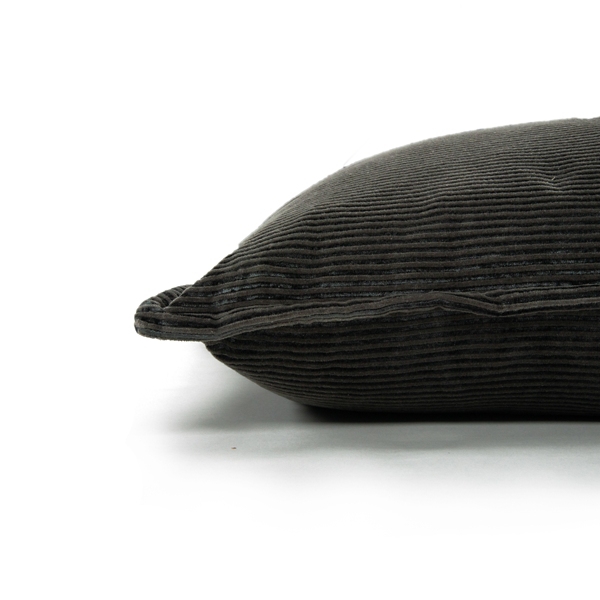 Charcoal Velvet Corduroy Flange Throw Pillow