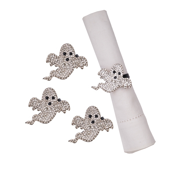Spooky Ghost Stone Napkin Rings, Set of 4