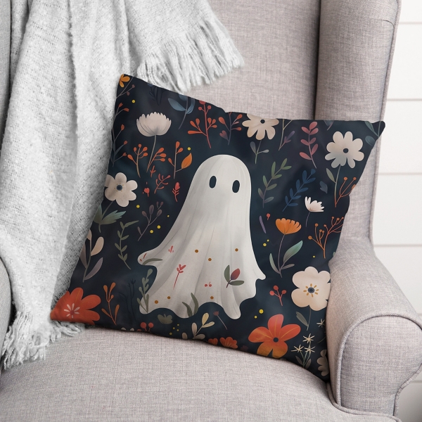 Floral Ghost Throw Pillow