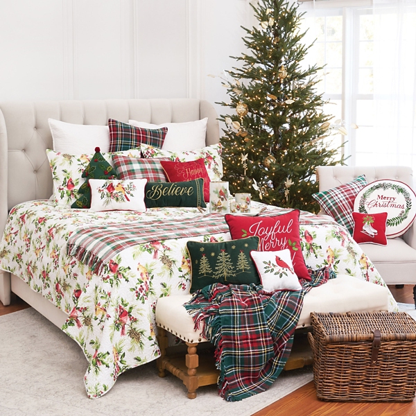Holly Christmas Tree Shaped Pillow