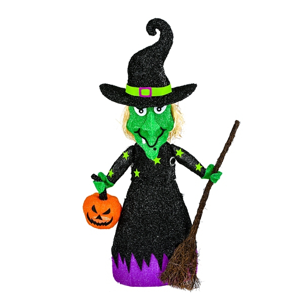 Pre-Lit Outdoor Witch Decoration