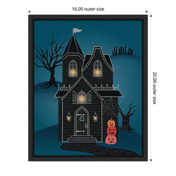 Black Haunted House Framed Canvas Print