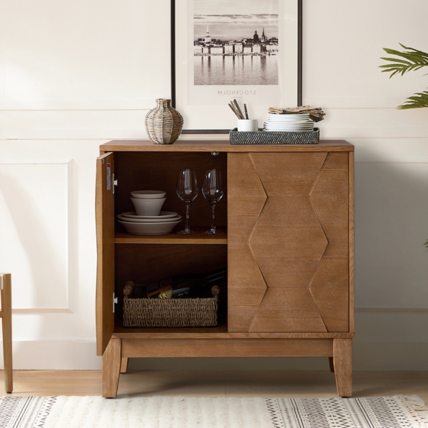 Natural Geometric Mabel 2-Door Cabinet