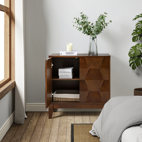 Walnut Geometric Mabel 2-Door Cabinet