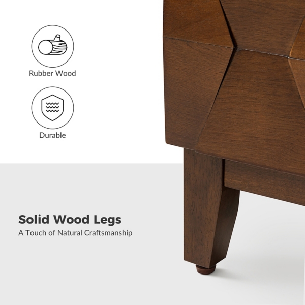 Walnut Geometric 2-Drawer Charging Nightstand