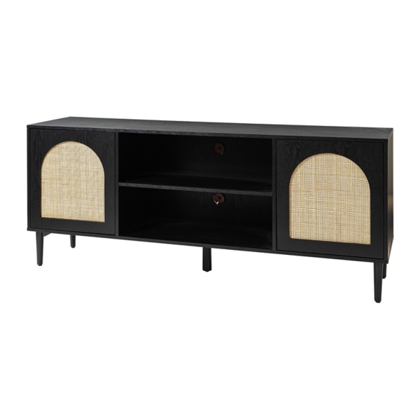 Black and Natural Rattan Media Cabinet | Kirklands Home