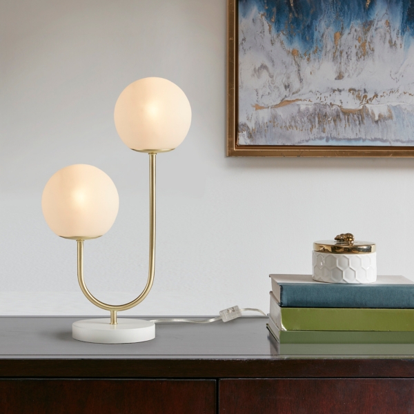 Gold Metal 2-Light Zusa Modern Table Lamp