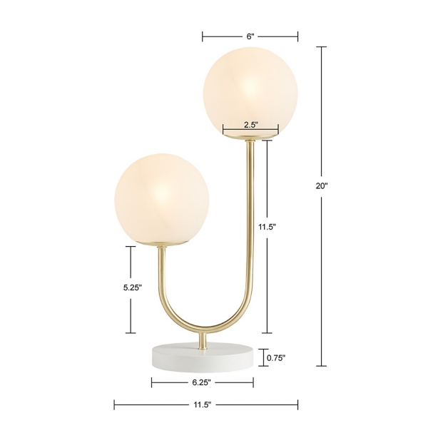 Gold Metal 2-Light Zusa Modern Table Lamp