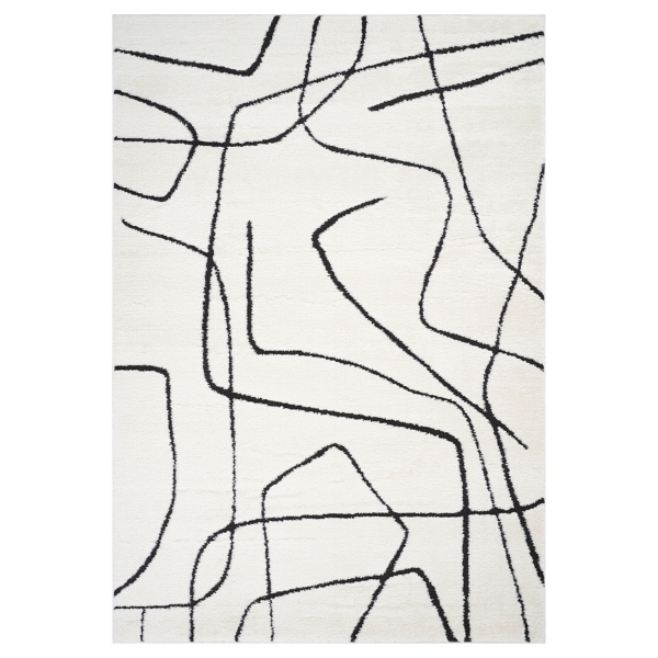 Black and Ivory Monotone Geo Area Rug, 5x7