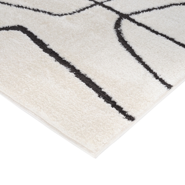 Black and Ivory Monotone Geo Area Rug, 5x7
