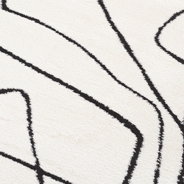 Black and Ivory Monotone Geo Area Rug, 5x7