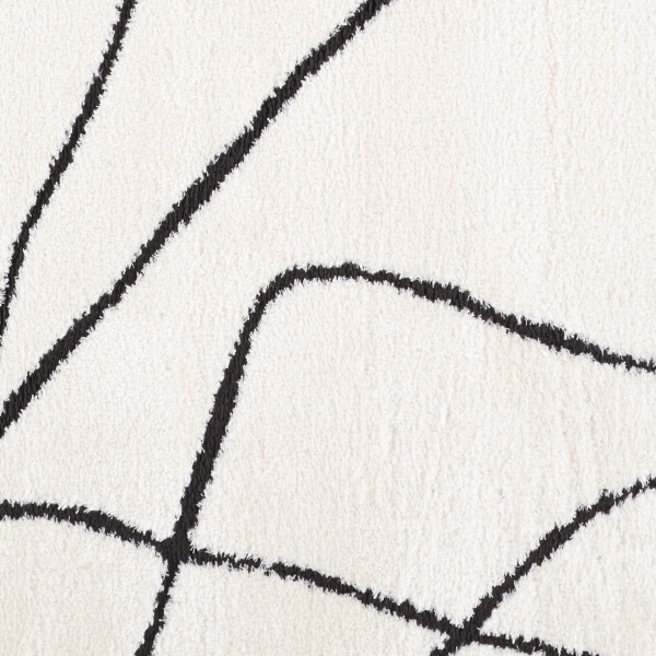Black and Ivory Monotone Geo Area Rug, 5x7