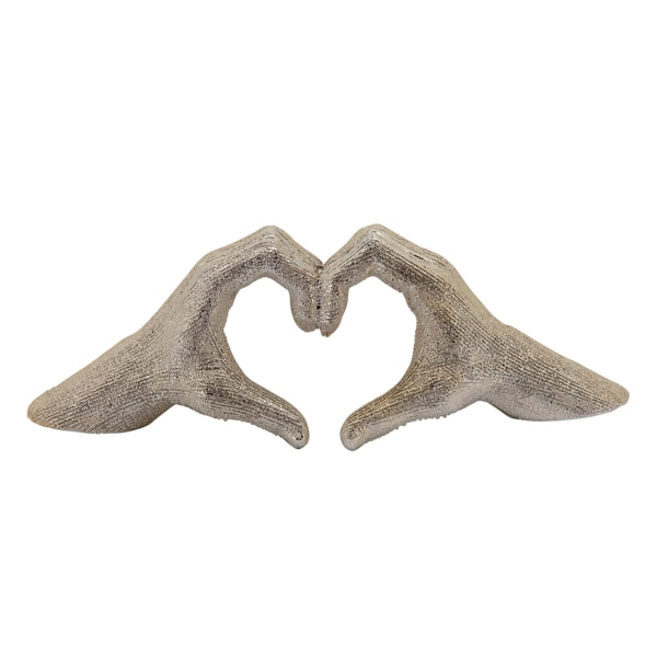 Champagne Heart Hands Ceramic Statue