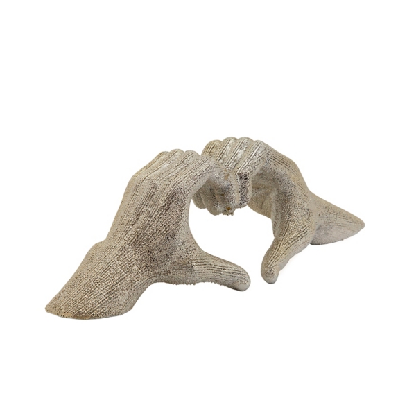 Champagne Heart Hands Ceramic Statue