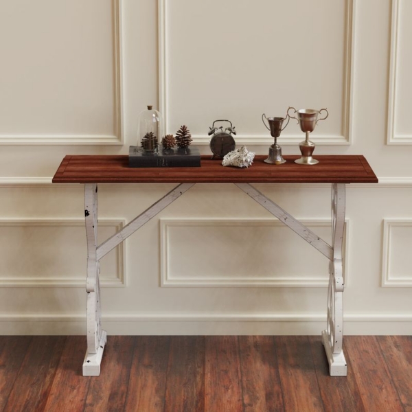 Distressed Whitewash Baxter Console Table