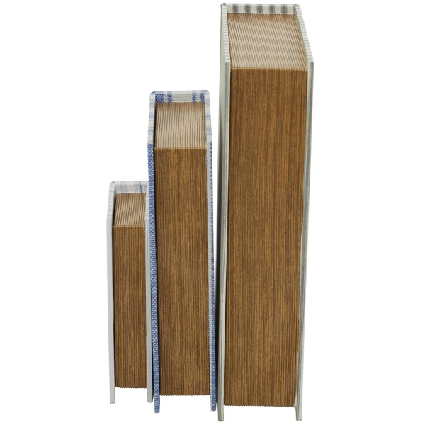 Blue & Cream Striped Canvas Book Boxes, Set of 3