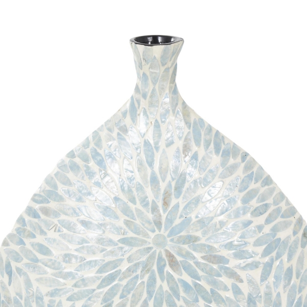 Light Blue Mother of Pearl Floral Floor Vase