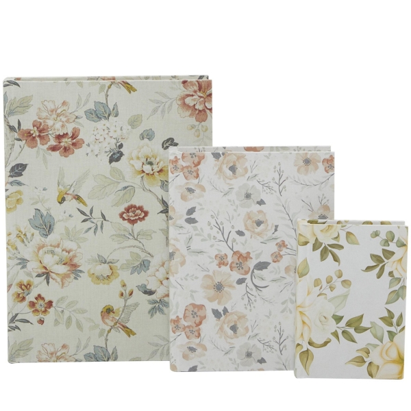 Floral Canvas Book Boxes, Set of 3